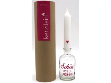 Kerze mit Glas-Schön,dass es dich gibt