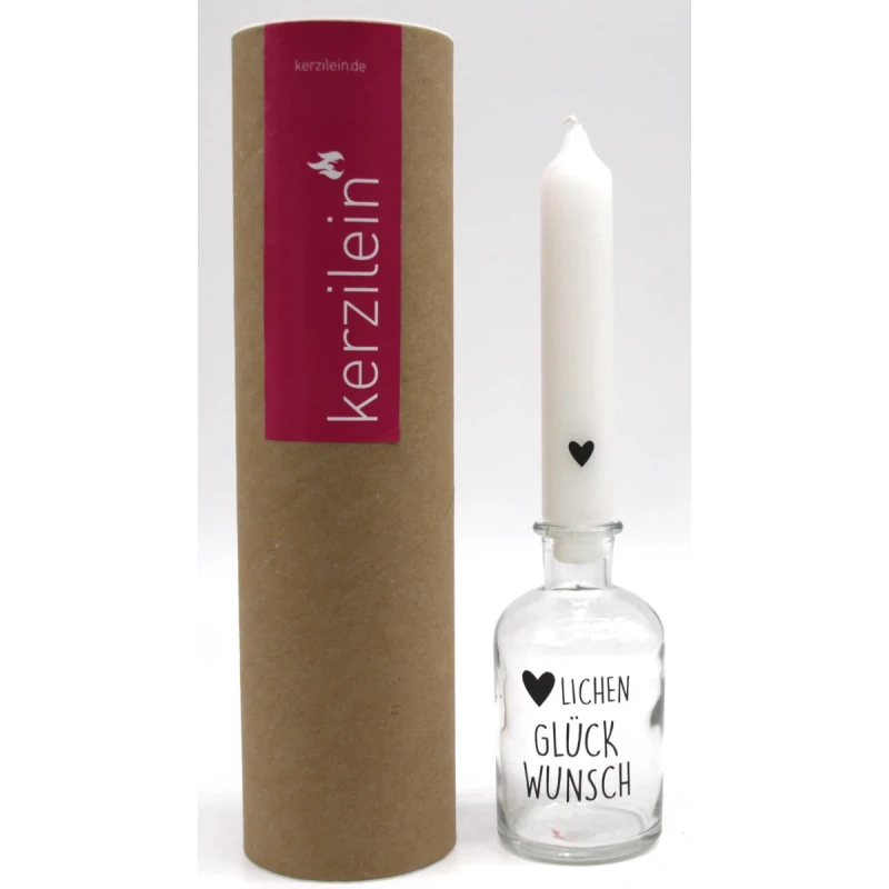 Kerze mit Glas-Herzlichen Glückwunsch