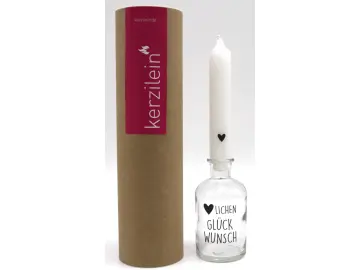 Kerze mit Glas-Herzlichen Glückwunsch