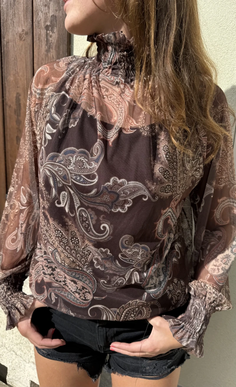Shirt-Paisley mesh