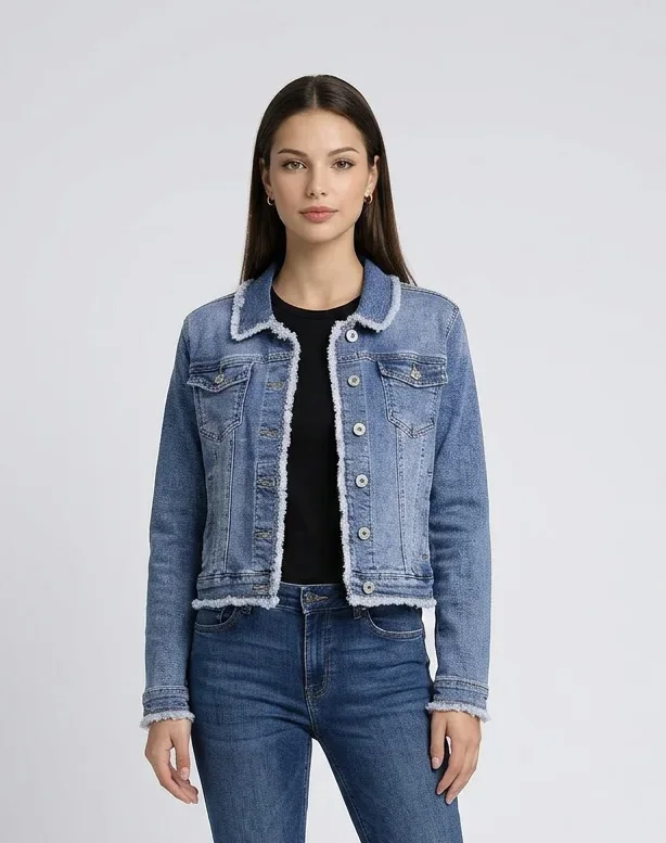 Jeansjacke Slim Fransen