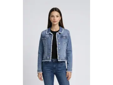 Jeansjacke Slim Fransen