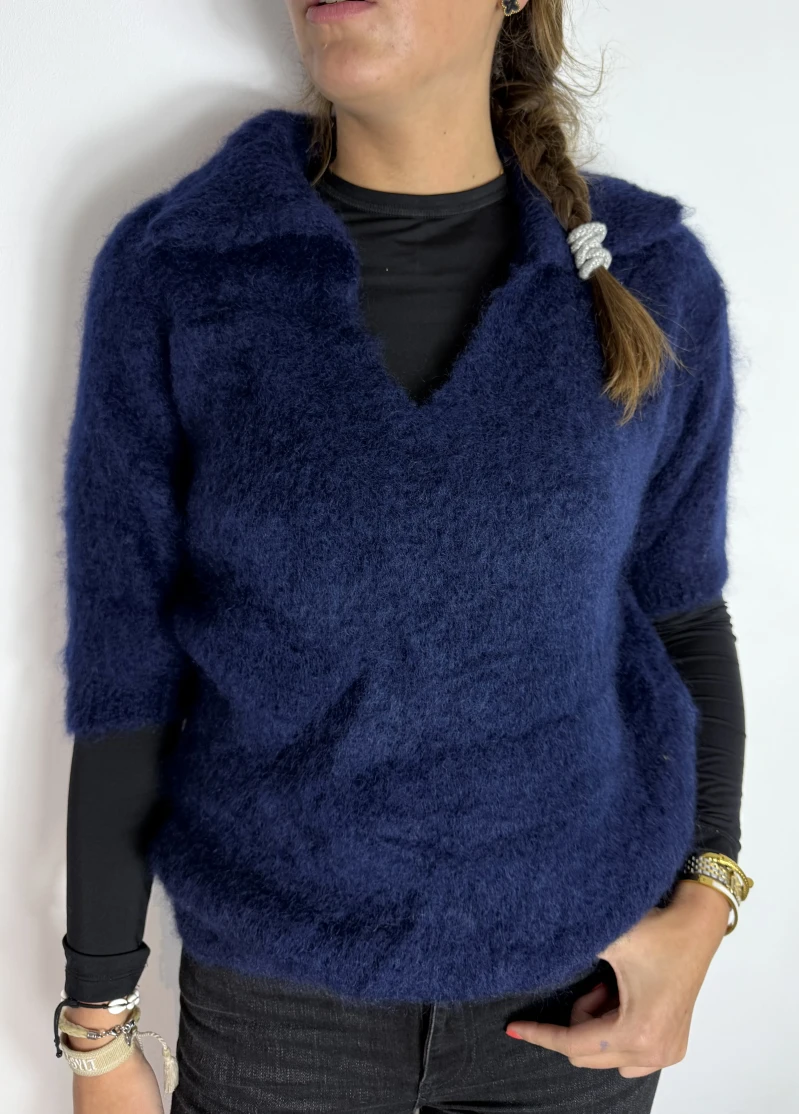 Pullover-Kid Mohair Kragen