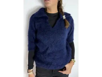 Pullover-Kid Mohair Kragen